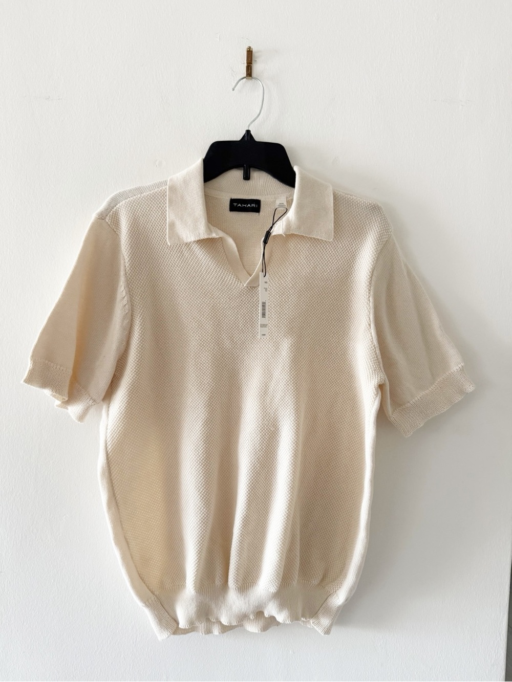 NEW Tahari Men's Ivory Knit Polo Shirt Size Medium (M)